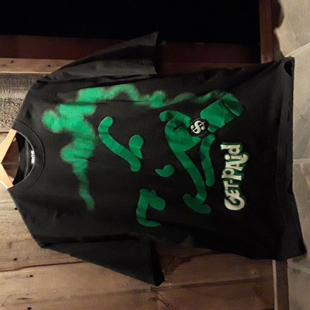 Griffin active wear Get Paid T-shirt black with green graphic XL